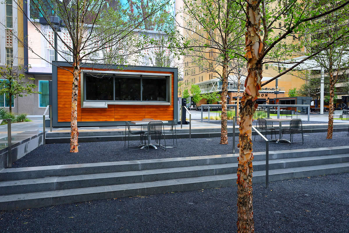 Several Food Booths With Glass Counter Walls