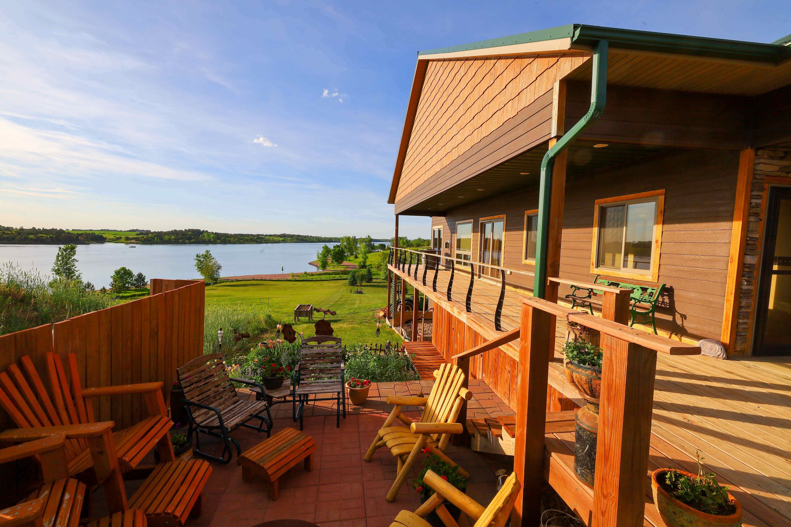 Wood Door In Lake Home